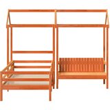  Set kreveta i klupe s krovom voštano smeđi 90 x 200 cm borovina | shoptok.hr
