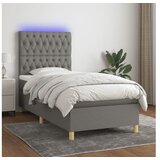  Box spring postelja z vzmetnico LED temno siva 90x200 cm blago | Shoptok.si
