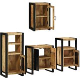 vidaXL Set namještaja za kupaonicu Zidne 4 pcs Smeđa Čvrsto drvo manga | shoptok.hr