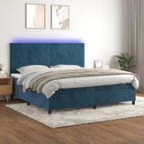 The Living Store Box spring postelja z vzmetnico LED temno modra 200x200cm žamet - Box Spring Postelja, (21437808) Cene