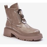 Kesi Patented women's ankle boots with embellishment, beige S.Barski Cene