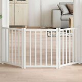 vidaXL Vrata za pse sklopiva 3 panela bijela 150 cm masivna jelovina | shoptok.hr