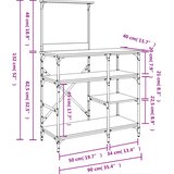  Pekarski stalak smeđe boje hrasta 90x40x132 cm od drva i metala | shoptok.hr