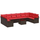 Vrtna sedežna garnitura z blazino 11 pcs Rjava poli ratan, (5000146584) | Shoptok.si