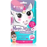 Eveline Cosmetics Magic Mask Cute Unicorn tekstilna 3D globinsko čistilna maska