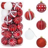  Set božićnih kuglica 30 kom. Crvena i bijela Ø 6 cm Plastika - Crvena i bijela (geometrijski motiv) | shoptok.hr