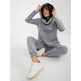 Fashion Hunters Grey basic tracksuit with asymmetrical sweatshirt Cene