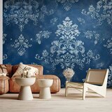  Foto tapeta - Retro Ornament Decorative Motif in Worn Blues 490x350 Samoljepljiva | shoptok.hr