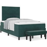 Box Spring Krevet s Madracem i Klupom Tamnozeleni 120x200 cm Baršun | shoptok.hr