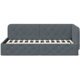  Kutni okvir kreveta Tamno siva 100 x 200 cm Baršun | shoptok.hr