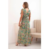 Kesi Włoski Women's cotton dress with tied straps and paisley pattern turquoise | Shoptok.si