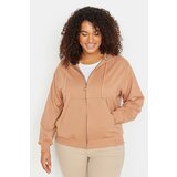 Trendyol Curve Plus Size Sweatshirt - Brown - Oversize Cene