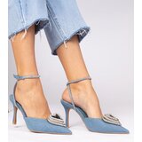 Gemre Blue slingback heels embellished with rhinestones Isoda | shoptok.hr