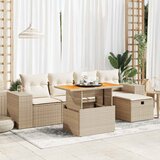  6-dijelni set vrtnih sofa s jastucima bež od poliratana bagrem | shoptok.hr