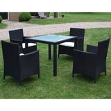  5-dijelni vrtni blagovaonski set od poliratana s jastucima crni | Eponuda.com