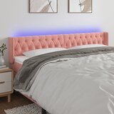 vidaXL LED posteljno vzglavje roza 183x16x78/88 cm žamet | Shoptok.si