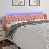 vidaXL LED posteljno vzglavje roza 183x16x78/88 cm žamet