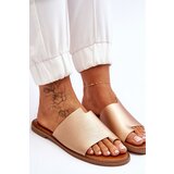 EVENTO PE1 Women's Leather Flip Flops Gold Amite | Shoptok.si