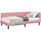 vidaXL Kotna postelja z vzmetnico z vzglavjem Roza 100 x 200 cm Žamet | Shoptok.si