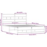 Metalni Kovinski posteljni okvir brez vzmetnice dimljen hrast 135x190cm, (21607563) | Shoptok.si