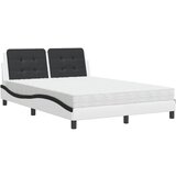 The Living Store Postelja z vzmetnico bela in črna 140x200 cm umetno usnje - Postelja, (21607414) | Shoptok.si