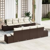 vidaXL 9-delni vrtni sofa komplet z blazinami rjava poli ratan | Shoptok.si