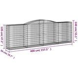  Obokane gabion košare 4 kosi 400x50x120/140 cm pocinkano železo | Shoptok.si