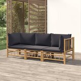 Maison Chic Seti vrtnega pohištva - Vrtna garnitura - Vrtni pohištvo set 3-delna temno sive blazine bambus, (21820535) | Shoptok.si