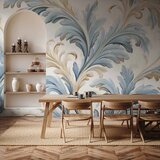  Foto tapeta - Baroque Ornaments in Light Cream-Blue Hues 100x70 Vodootporna | shoptok.hr