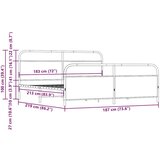 Metalni Kovinski posteljni okvir brez vzmetnice rjavi hrast 183x213 cm, (21608645) | Shoptok.si