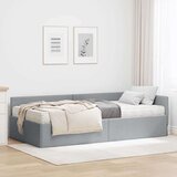  Kotni okvir postelje z matrico Drugo 2 pcs Svetlo siva blago, (5000123251) | Shoptok.si
