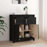  Komoda crna 70 x 35 x 80 cm od masivne borovine | shoptok.hr