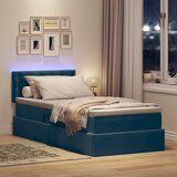  LED krevet za pohranu s madracem Tamno plava 90 x 190 cm Baršun | shoptok.hr