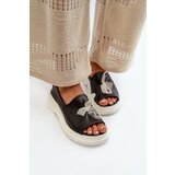 Kesi Zazoo women's leather sandals with bow, black Cijene
