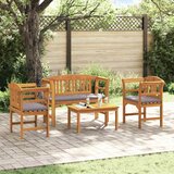  Set za odmaranje u vrtu s jastukom 4 pcs Čvrsto drvo akacije | shoptok.hr