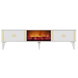 Hanah home tv polica doruk fireplace white gold