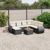 Maison Chic Seti vrtnega pohištva - Vrtna garnitura - Vrtni pohištvo set 8-delna z blazinami črn poli ratan, (21799076) | Shoptok.si
