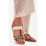 Boto Flat Women Sandals With Beads Leopard Beige Virona | shoptok.hr