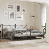 Maison Chic Kovinski Posteljni okvir - Dvoposteljna postelja - Zakonska postelja z vzglavjem in vznožjem črn 200x200 cm, (21697216) | Shoptok.si