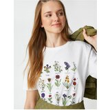 Koton Floral Printed T-Shirt Crew Neck Short Sleeve Cene