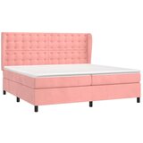  Box spring postelja z vzmetnico roza 200x200 cm žamet | Shoptok.si