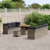  10 komadni set vrtnih sofa s jastučićima siva poli ratan akacija | shoptok.hr