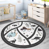Mila Home Črna/bela pralna otroška igralna preproga ø120 cm Dino Park – | Shoptok.si