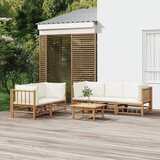  Garnitura 6-delna s kremno belimi blazinami bambus | Shoptok.si