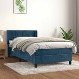 Box spring krevet s madracem tamnoplavi 90x200 cm baršunasti | shoptok.hr