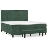 vidaXL Box spring postelja z vzmetnico temno zelena 180x200 cm žamet, (20900826) | Shoptok.si