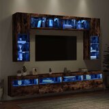 vidaXL Stenske TV omarice z LED lučkami 8 kosov dimljeni hrast | Shoptok.si