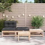  Vrtna sofa bez naslona za ruke s jastucima i tabureima Smeđa | shoptok.hr