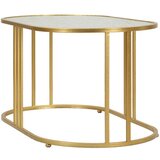 Mauro Ferretti Bela/v zlati barvi klubska mizica s stekleno mizno ploščo 50x90 cm Antalia – | Shoptok.si