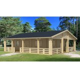 Male kuće Drvena kuća RIOPAS 1004 &amp;times; 887 cm sa &amp;scaron;indrom Slike
